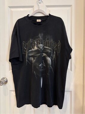 Ironwilled Black Graphic Tee with Snake and Dagger. Streetwear oversized